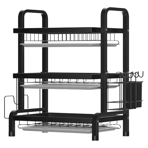 JD Original Bowl And Plate Storage Rack, Multi-Functional Countertop Organizer for Dishes, Draining Rack for Kitchen Cooking Utensils [Three-Tier]