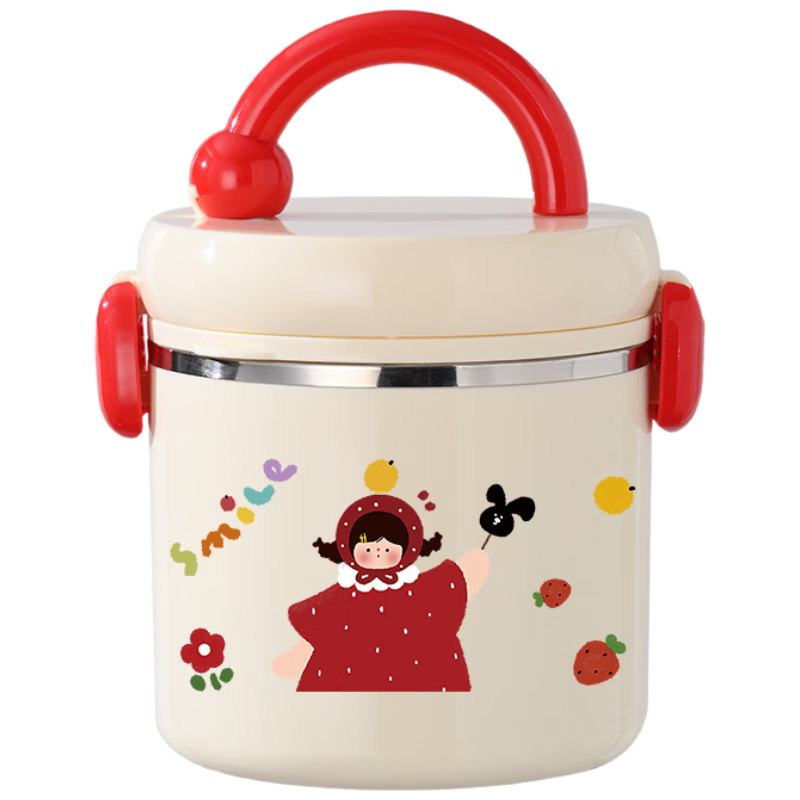 Baoshi Insulated Lunch Box 304 Stainless Steel Portable Thermal Food Container for Office Workers Student Meal Box Red