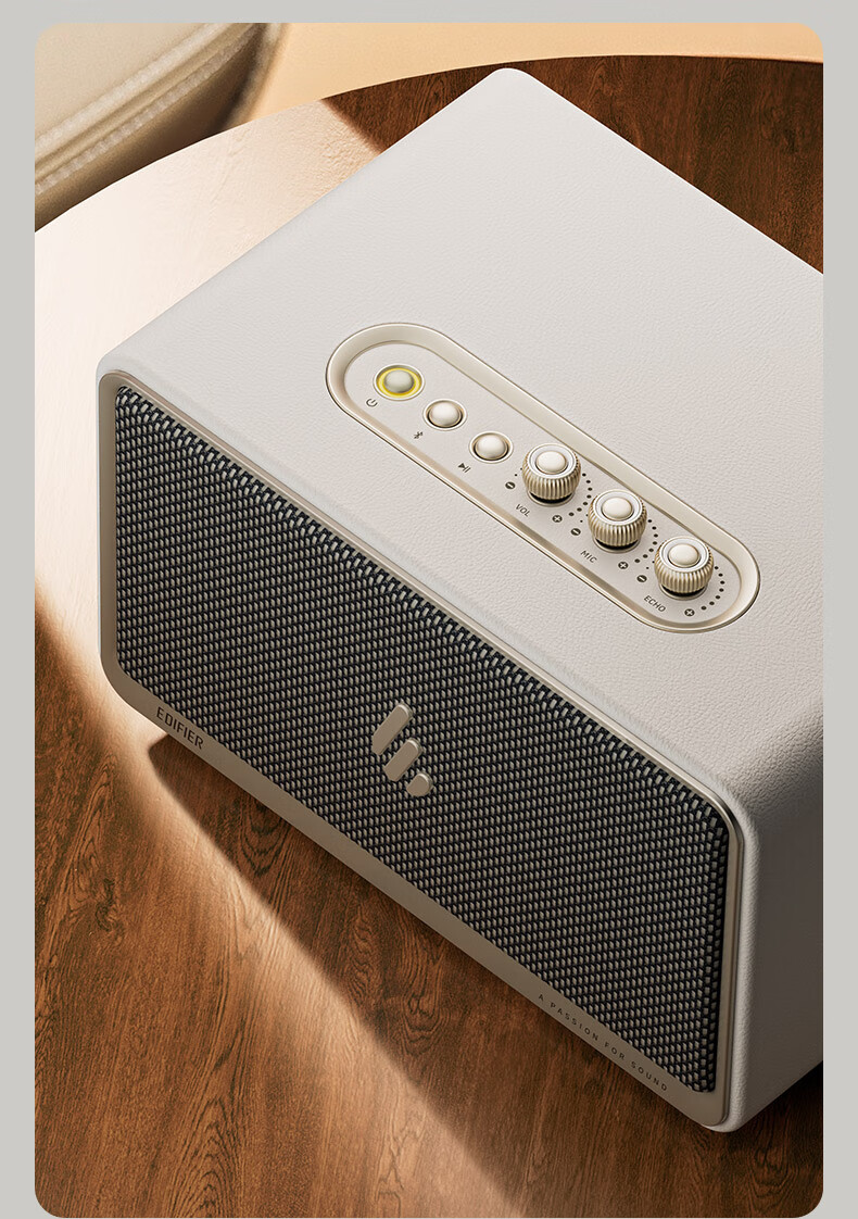 EDIFIER K300 Multifunctional Karaoke Home Art Speaker Desktop Bluetooth Speaker Family KTV Wireless Bluetooth 6.0 Mother-of-Pearl White Dual Microphones 3