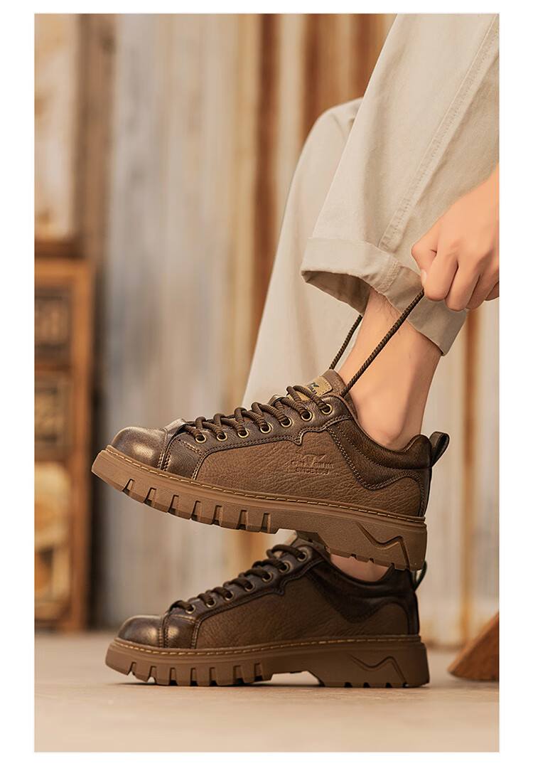 G.N.Shi Jia Men's Boots 2025 Autumn Winter New Low-top Martin Boots Outdoor Thick-soled Casual Leather Shoes Trendy Versatile Men's Shoes 66
