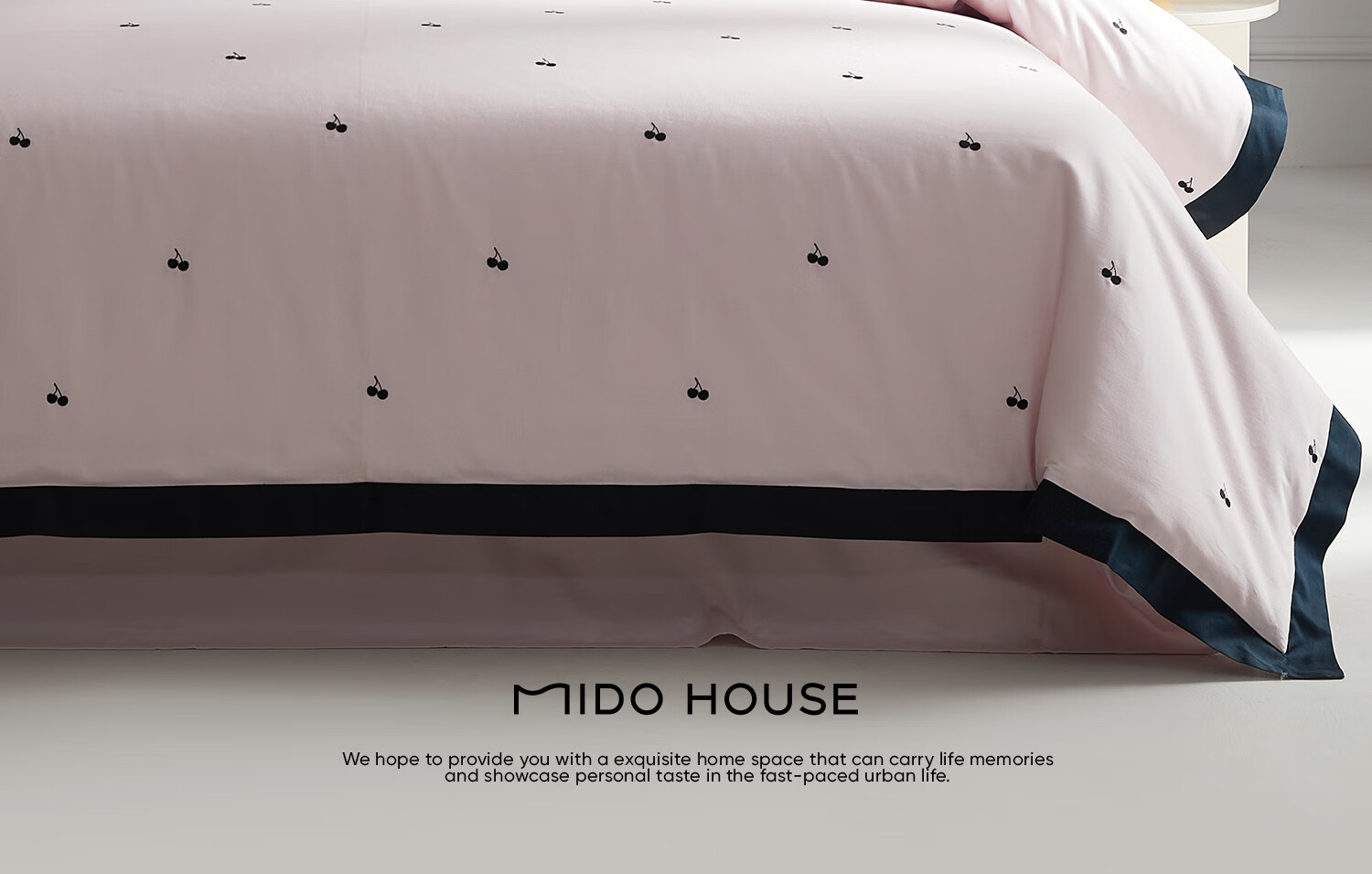 MIDO HOUSE Mingdu 60s Pro Long-Staple Cotton 4-Piece Bedding Set Pure Cotton Duvet Cover Cherry 1.5m Bed Sheet Style 2