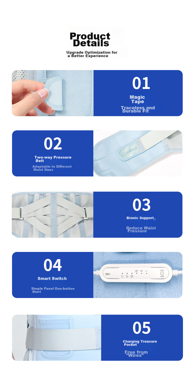 MIAOJIE N5 Waist Massager, Hot Compress Back Support Belt, Abdominal Warming Health Care Heating Wireless Waist Brace, Waist Shaping Body-Shaping Warm Uterus Waist Belt, Upgraded Versio 16