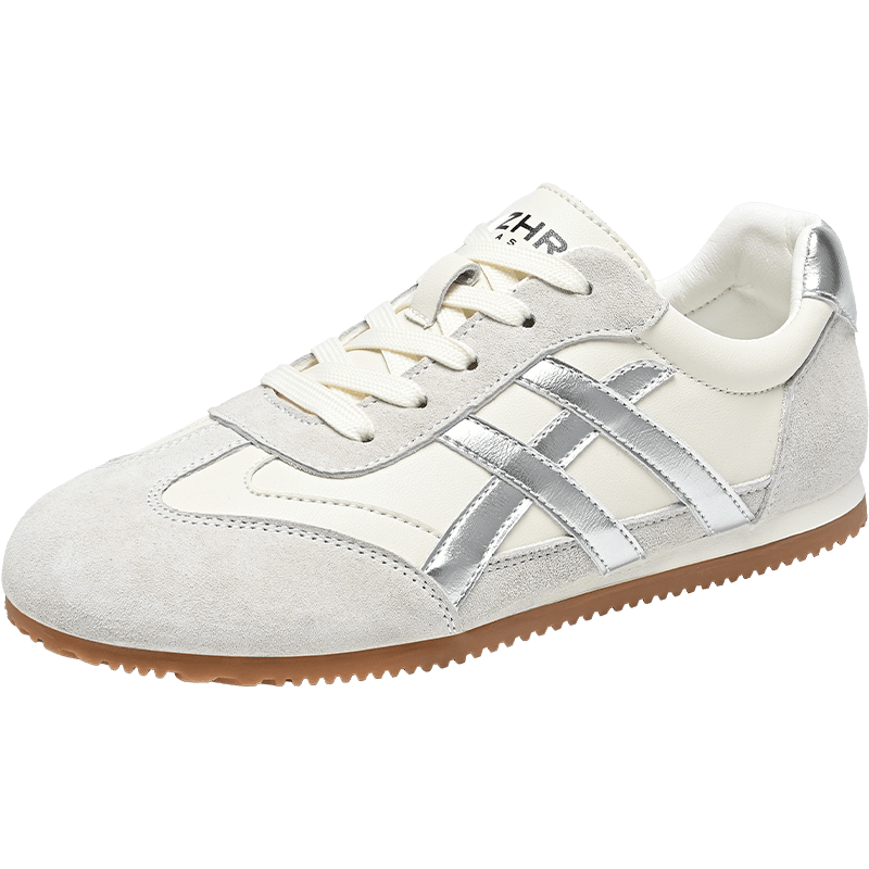 ZHR Mango Head German Shepherd Training Shoes Women Retro Flat Sports Shoes Soft Sole Casual Breathable Women Shoes BT213 Beige Silver Size 38