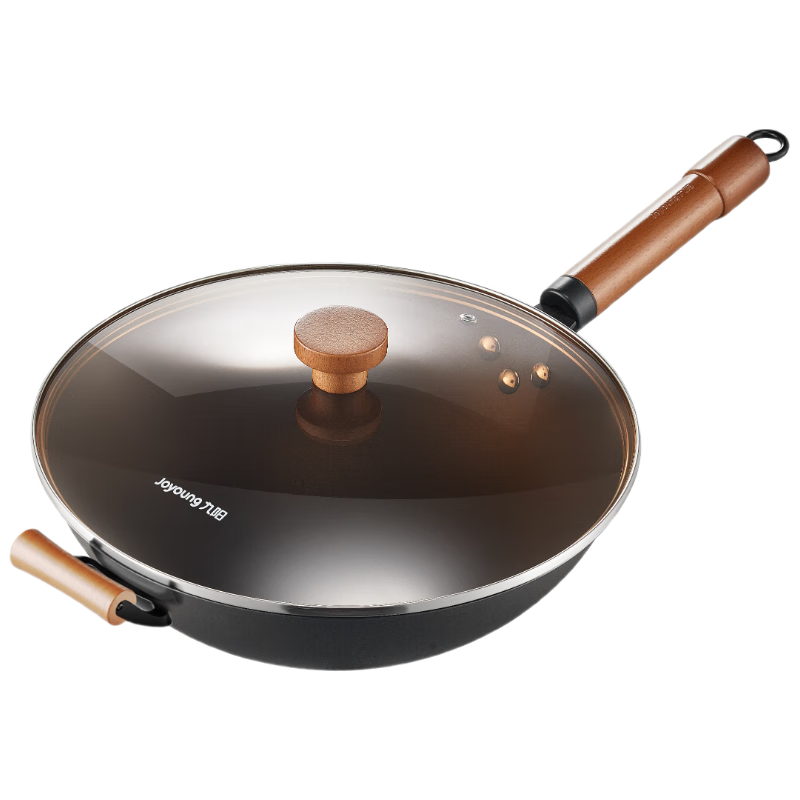 Joyoung Non-Stick Iron Wok 34cm, Zero Coating, No Seasoning Required, Gas Stove and Induction Cooker Compatible Frying Pan