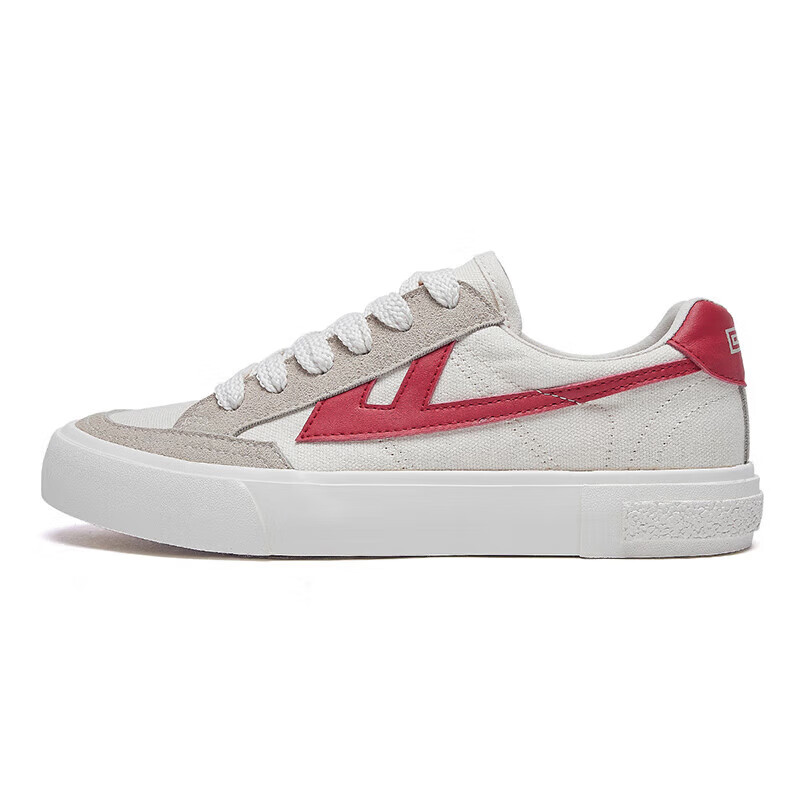 Warrior Spring Autumn Canvas Shoes Trendy Couple Sports Casual Sneakers KGH749T Beige Red Size 35
