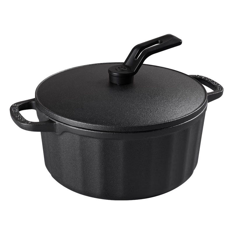 JiuZhu New 25cm Cast Iron Stew Pot Thickened Uncoated Traditional Iron Soup Pot for Gas Stove and Induction Cooker Home Use