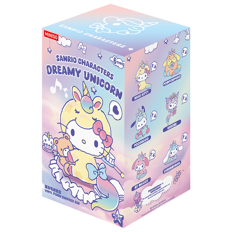 MINISO Sanrio Characters Dream Unicorn Vinyl Plush Blind Box Toy Figurine Birthday Gift Single Box
