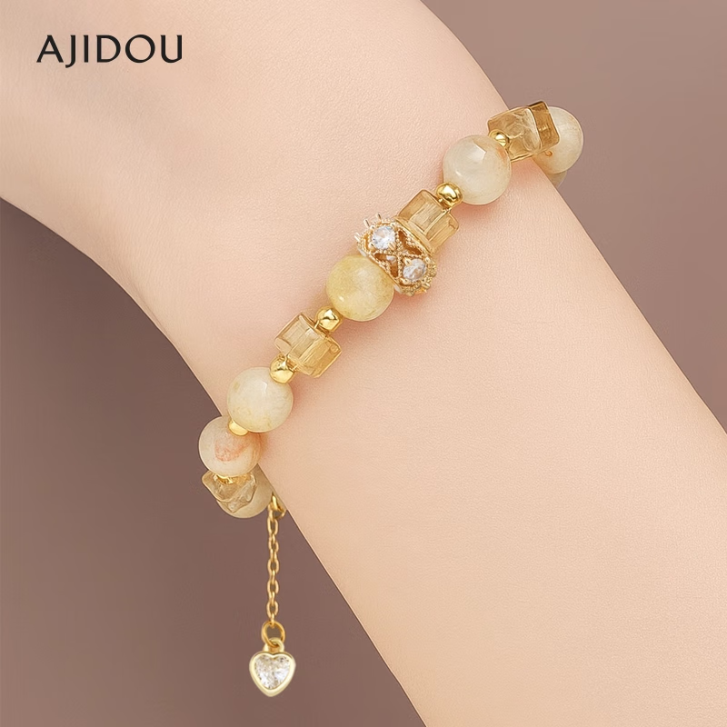 AJIDOU Women's Bracelet, Fashionable And Elegant Crystal Beaded Bracelet, Versatile for Daily Wear, New Year Gift for Girlfriend Or Best Friend