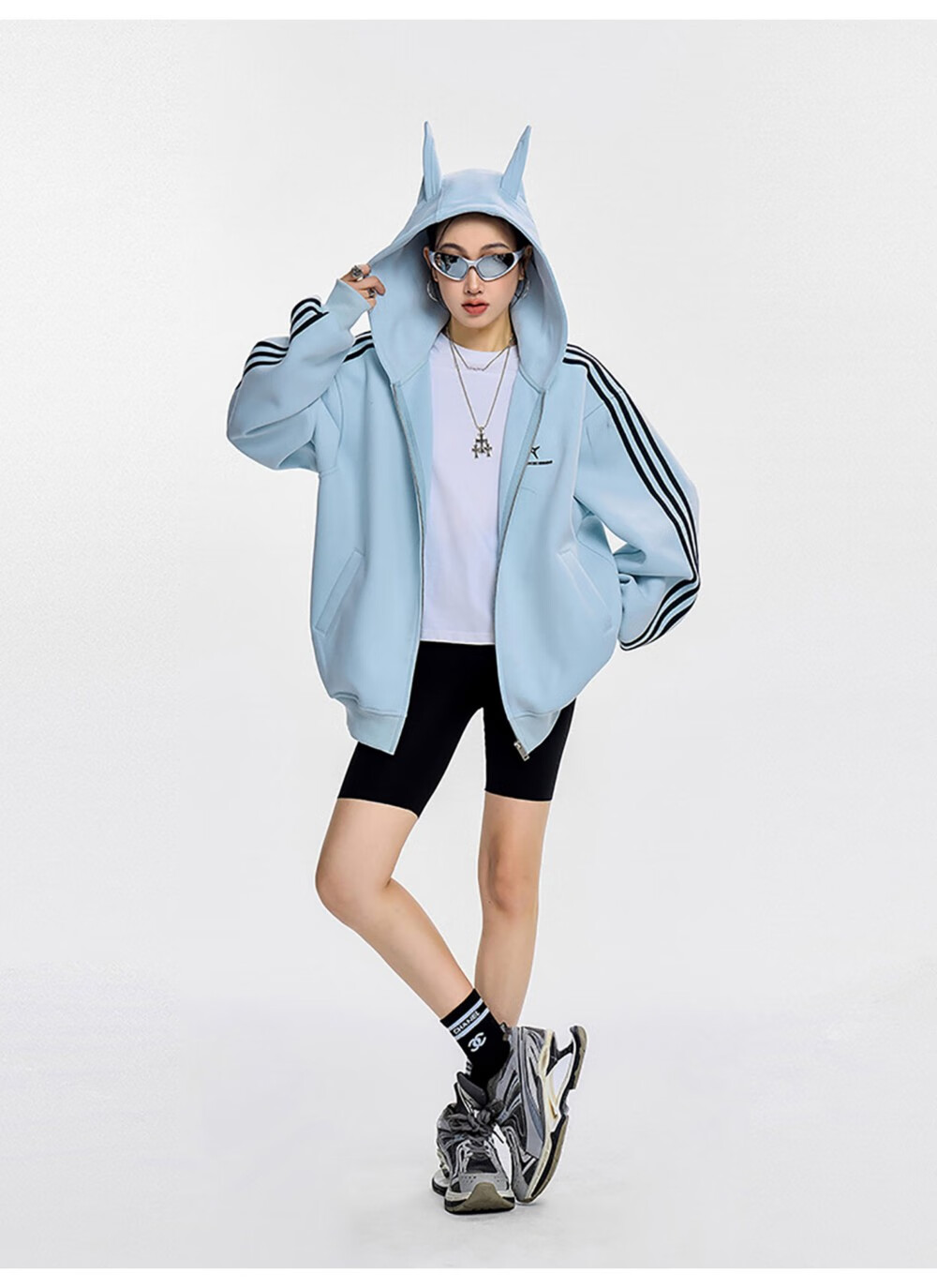 ICH MODE American Vintage Ear Hoodie Cardigan Jacket Women Spring Autumn New Loose Casual Sweatshirt Top Wine Red M 5