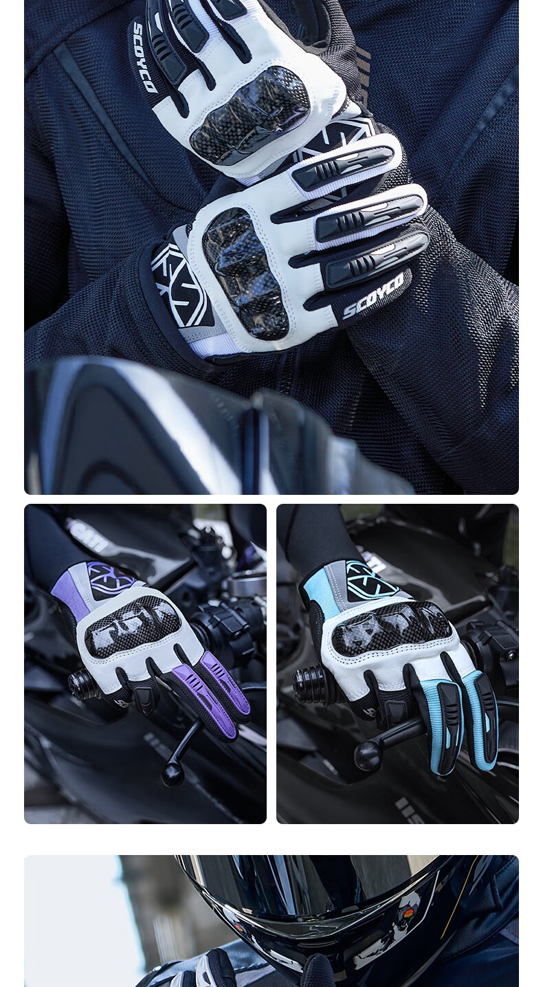 SCOYCO Cloud Bird MC122 Motorcycle Riding Gloves, Racing Bike Carbon Fiber Anti-CE Protective Touchscreen Gloves for All Seasons, Suitable for Men And Wome 11