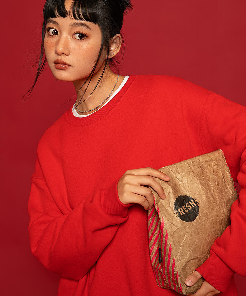 GENIOLAMODE Semir Group Red Fleece-lined Sweatshirt for Men and Women, Year of the Horse New Year Good Luck Top, Red, 2XL 2