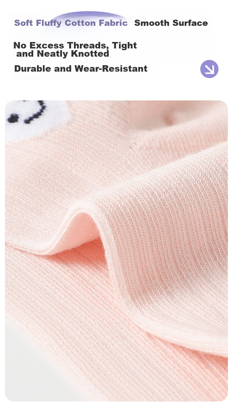 LangSha Kids Socks Girls Spring Autumn Winter Four Seasons Mid-Calf Comfortable Breathable Cotton Socks Cute Big Children 5 Pairs Pack 5