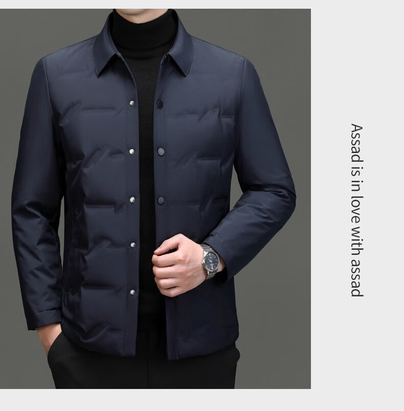 Pierre Cardin Men's Winter Down Jacket Business Lapel Windproof Warm Down Coat Casual Outerwear Dark Blue XL 9