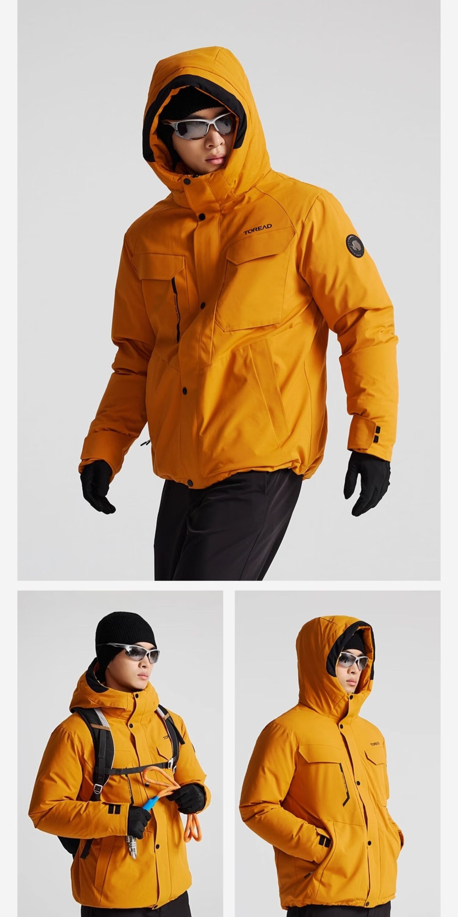 TOREAD Blizzard Men's Goose Down Outdoor Water-Repellent Cold-Resistant Autumn Winter Warm Jacket Spruce Orange 2XL 5