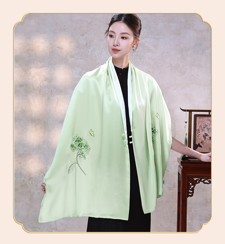 Hangsilk Road Pure Silk Mulberry Silk Scarf [Intangible Cultural Heritage Su Embroidery Pankou] Gift for Elders and Mothers Birthday Women's Day Gold Thread 23