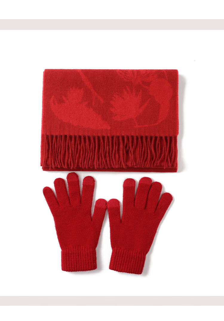 Hengyuanxiang Cashmere Scarf and Wool Gloves Set for Women Autumn Winter Warmth Mom New Year Birthday Gift 6