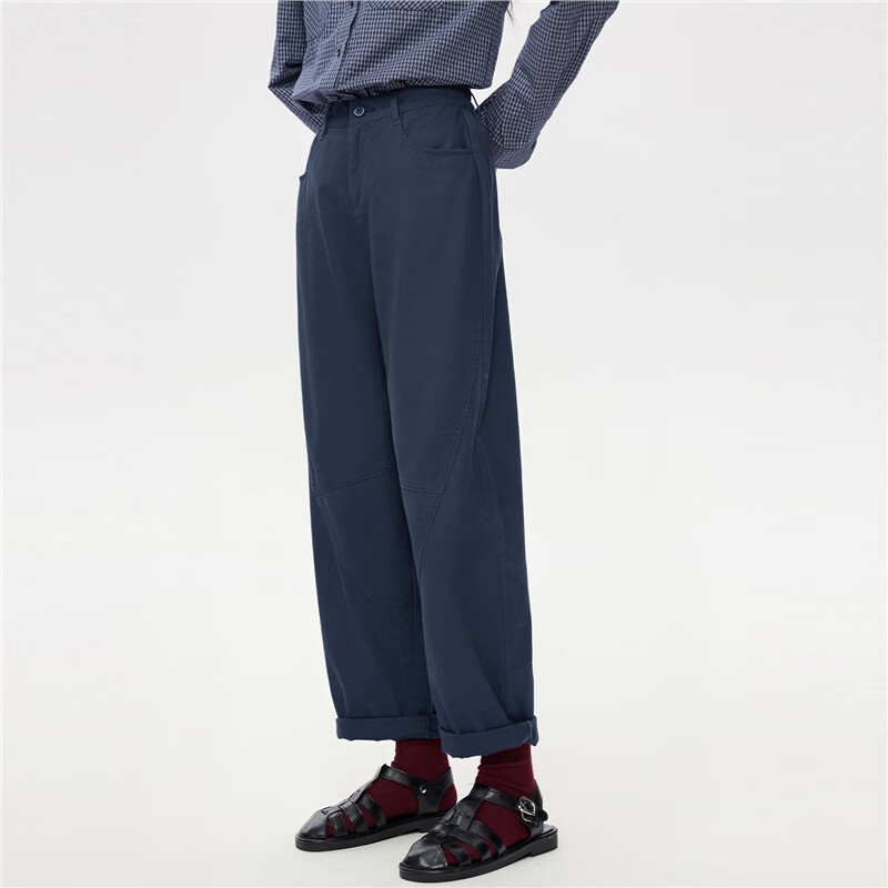 Giordano Women's Autumn New Pure Cotton Loose Pants Semi-Elastic Waist Tapered Casual Pants 13415176