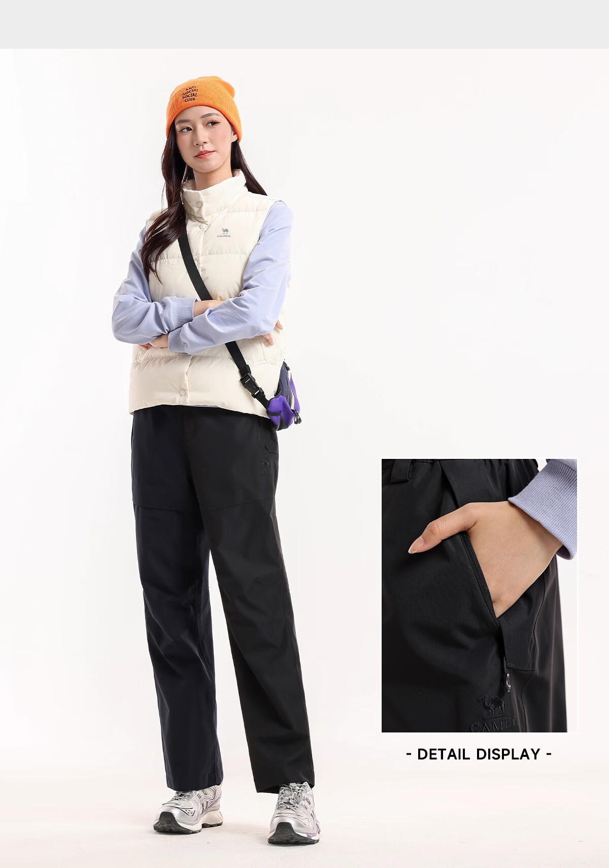 CAMEL Men's 3-in-1 Outdoor Softshell Pants Windproof Waterproof Fleece Lined High Breathability Thermal Hiking Trousers for Women 23