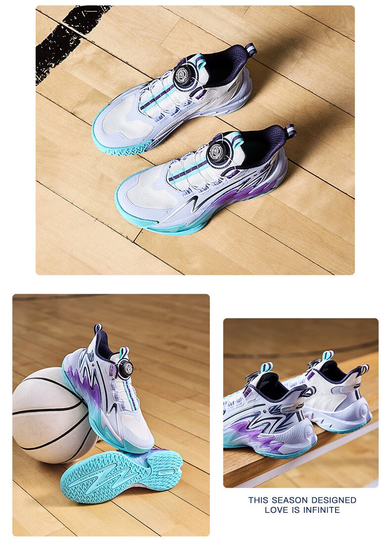 ERKE Kids Boys Basketball Shoes Children's Youth Cushioning Dial Buckle Sneakers Asphalt Blue/Original Force Blue Size 38 19
