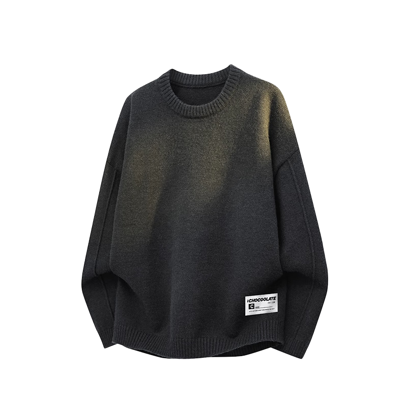 :CHOCOOLATE Men's Autumn New Knit Pullover Sweater Jacket Loose Fit Long Sleeve Coat Navy Blue 2XL