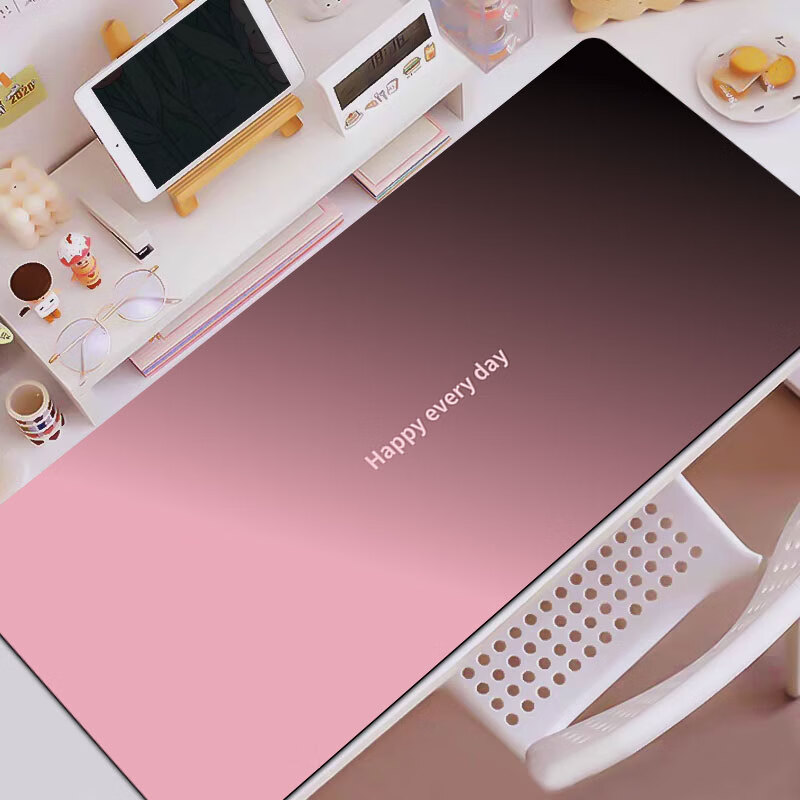 Juyingfeng Large Minimalist Gradient Luxury Creative Desk Mat with Edge Locking Non-Slip Keyboard Pad Office Gaming Mouse Pad 1200x600x3mm Pink-Black Gradient 9