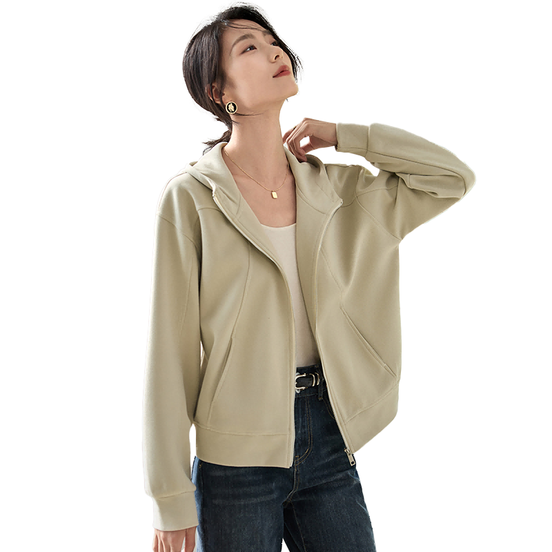 Chushen Spring and Autumn Casual Jacket Women Wilderness Mallard Design Splicing Fashion Casual Hooded Top S143U1001