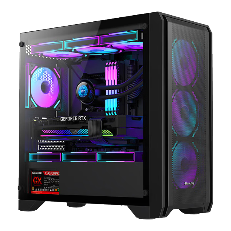 Huntkey GX750S Black Gaming Case (Exquisite Iron Mesh, Strong Heat Dissipation, Steel And Glass Side Panel, 360mm Water Cooling, 12 Fan Positions, M-ATX Motherboard, 40 Series Graphics Card)