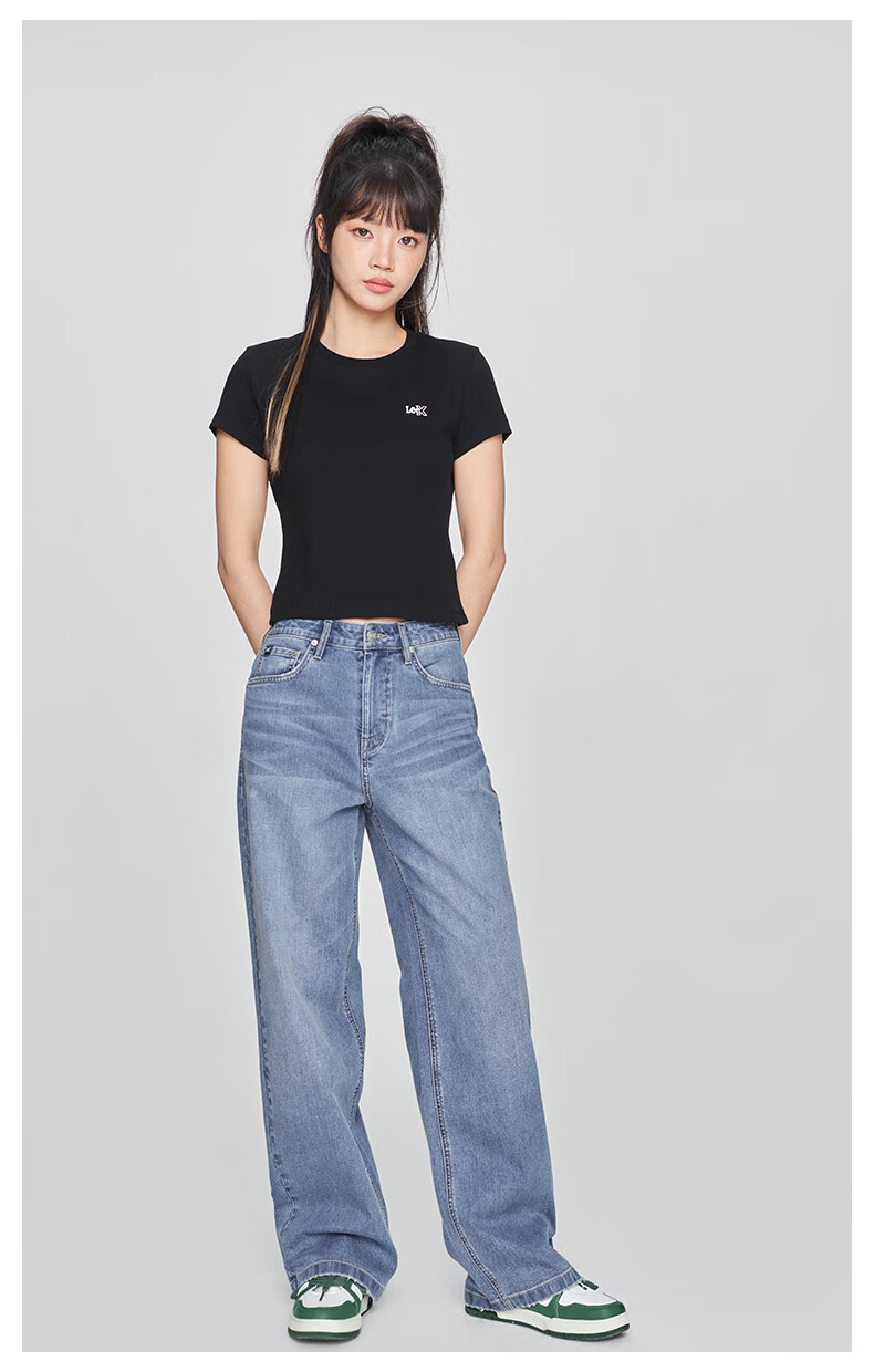 Lee 428 Women's Comfortable High-Waist Straight-Leg Lightweight Jeans Light Blue Size 27 2