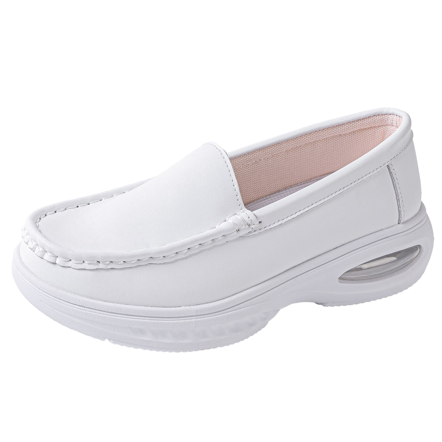 Feiying Nurse Shoes for Women, Genuine Leather, Breathable, Comfortable Soft Sole, Non-Slip, Foot-Friendly Medical Work Shoes, 2306 White, Size 36