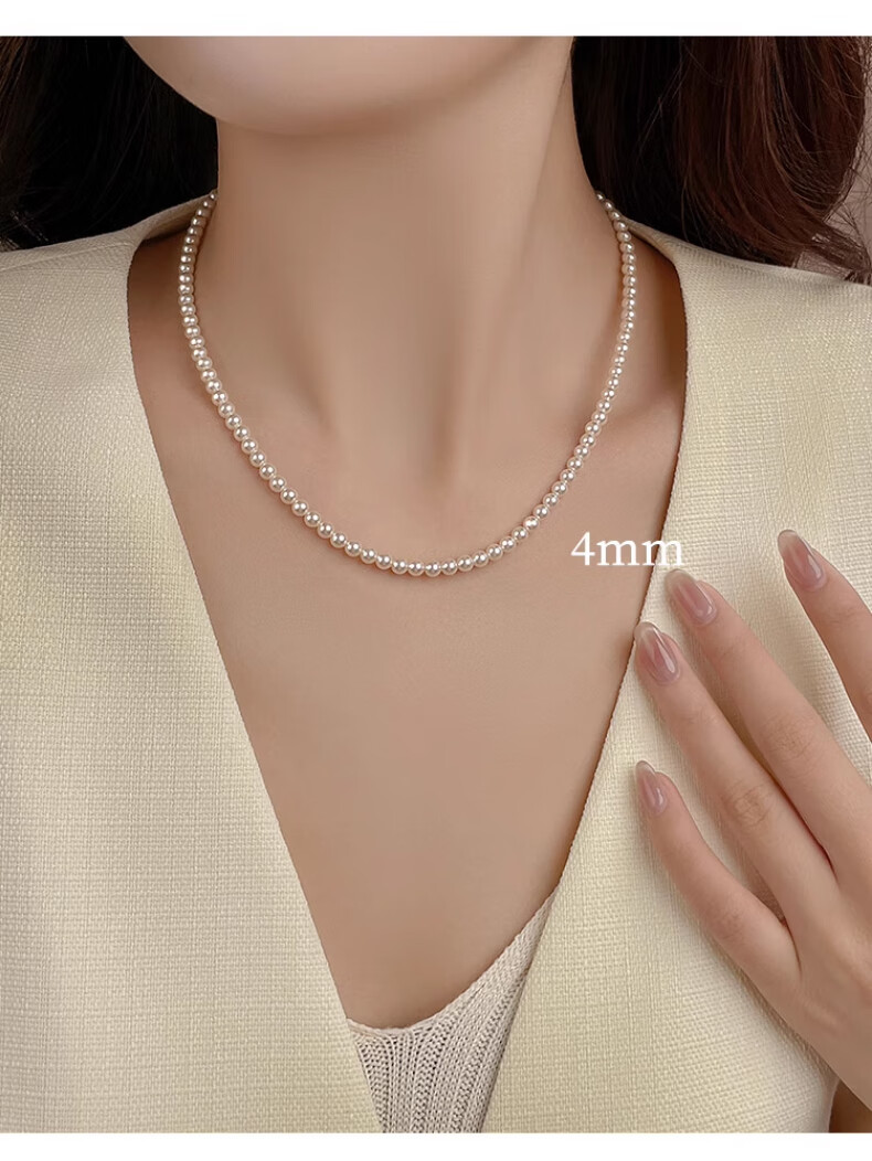 Chow Tai Fook Women's Necklace Strong Luster Round Shi Family Pearl Clavicle Chain Birthday Gift for Mom Mother's Day Present 10