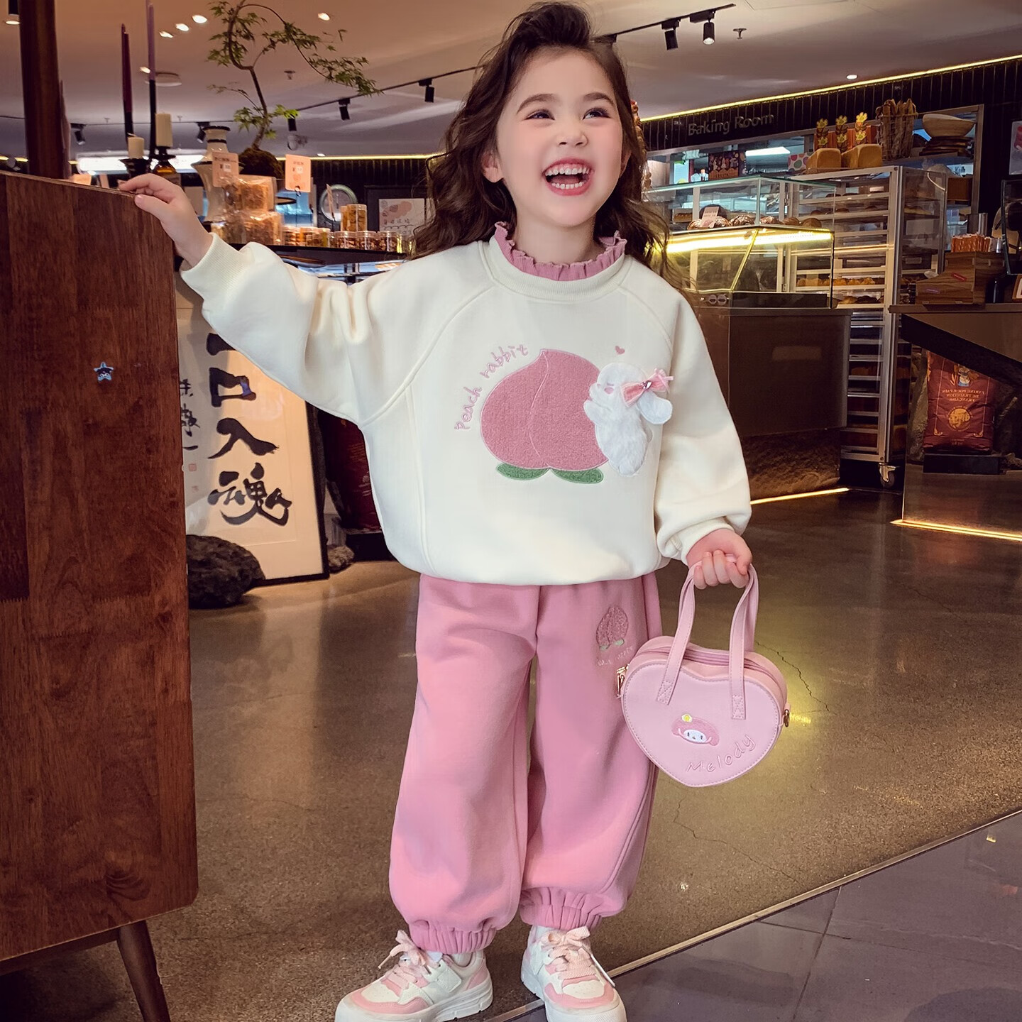 Mimi Halo Girls' Fleece Lined Tracksuit Winter 2025 New Kids Hoodie and Sweatpants Set Girls' Sportswear