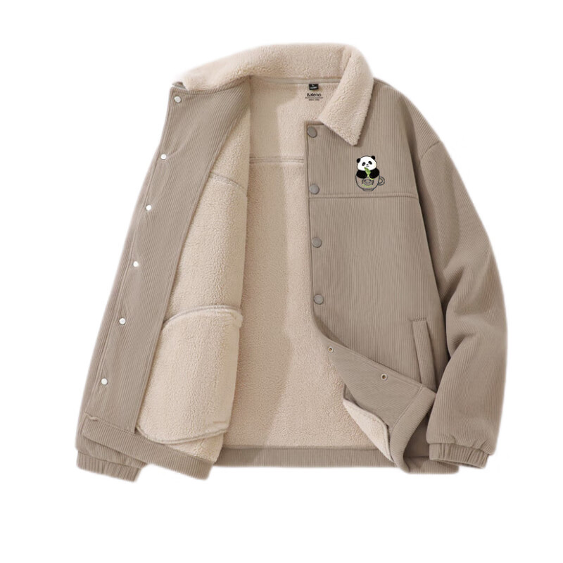 Baleno Panda Sherpa Fleece Jacket Men Winter Casual Corduroy Retro Hong Kong Style Warm Cotton Coat