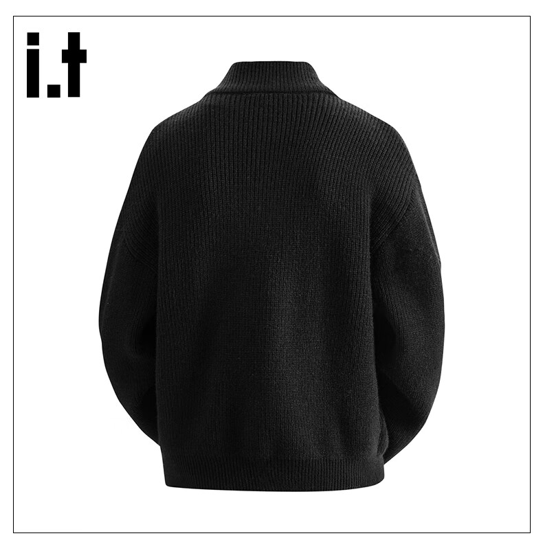 :CHOCOOLATE Men's Autumn Winter Stand Collar Knit Sweater Jacket American Style Loose Fit Long Sleeve Cardigan Jacket Jiangxue Color M 6