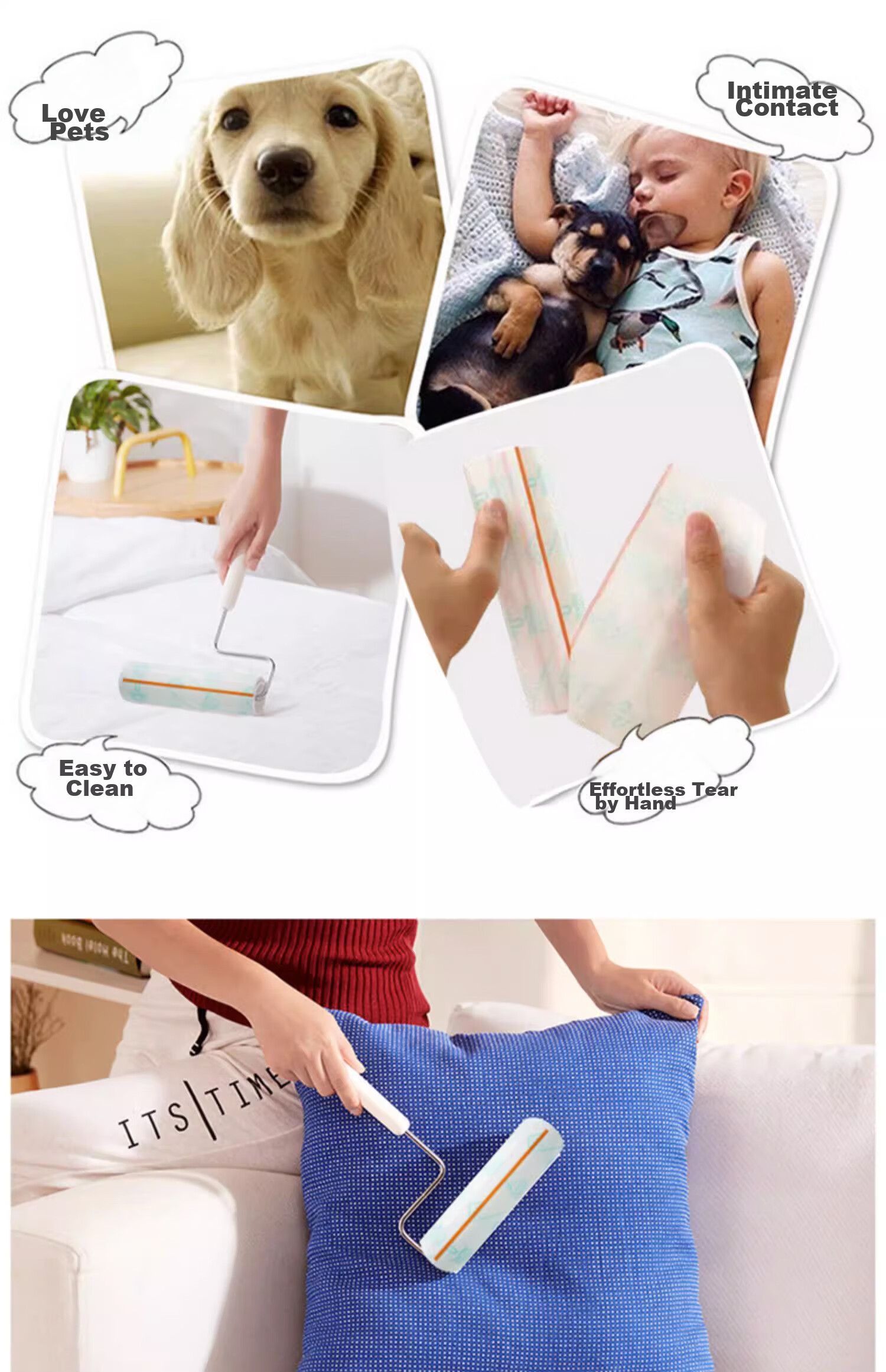 Nitto Lint Roller, 16cm, 1 Roll, 50 Sheets, Pet Hair Removal Tool, Lint Roller C9043 6