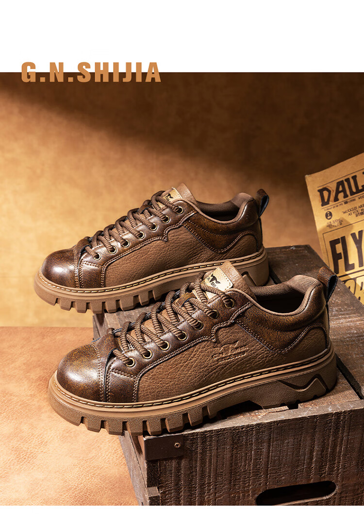 G.N.Shi Jia Men's Boots 2025 Autumn Winter New Low-top Martin Boots Outdoor Thick-soled Casual Leather Shoes Trendy Versatile Men's Shoes 67