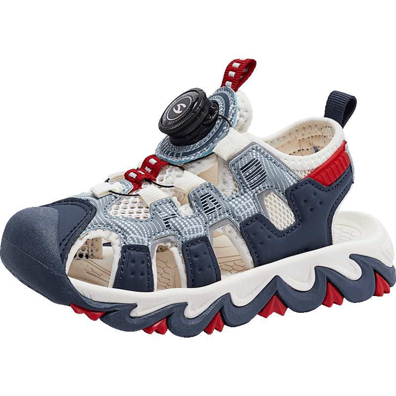HOBIBEAR Children's Closed-Toe Sports Sandals, Summer Boys' Beach Shoes, Girls' Sandals, JD80U78, Blue And White, Size 28