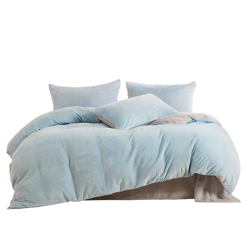 Fuanna Milk Velvet 4-Piece Bedding Set Winter Anti-Static Flannel Sheet and Duvet Cover Single/Double 203x229cm