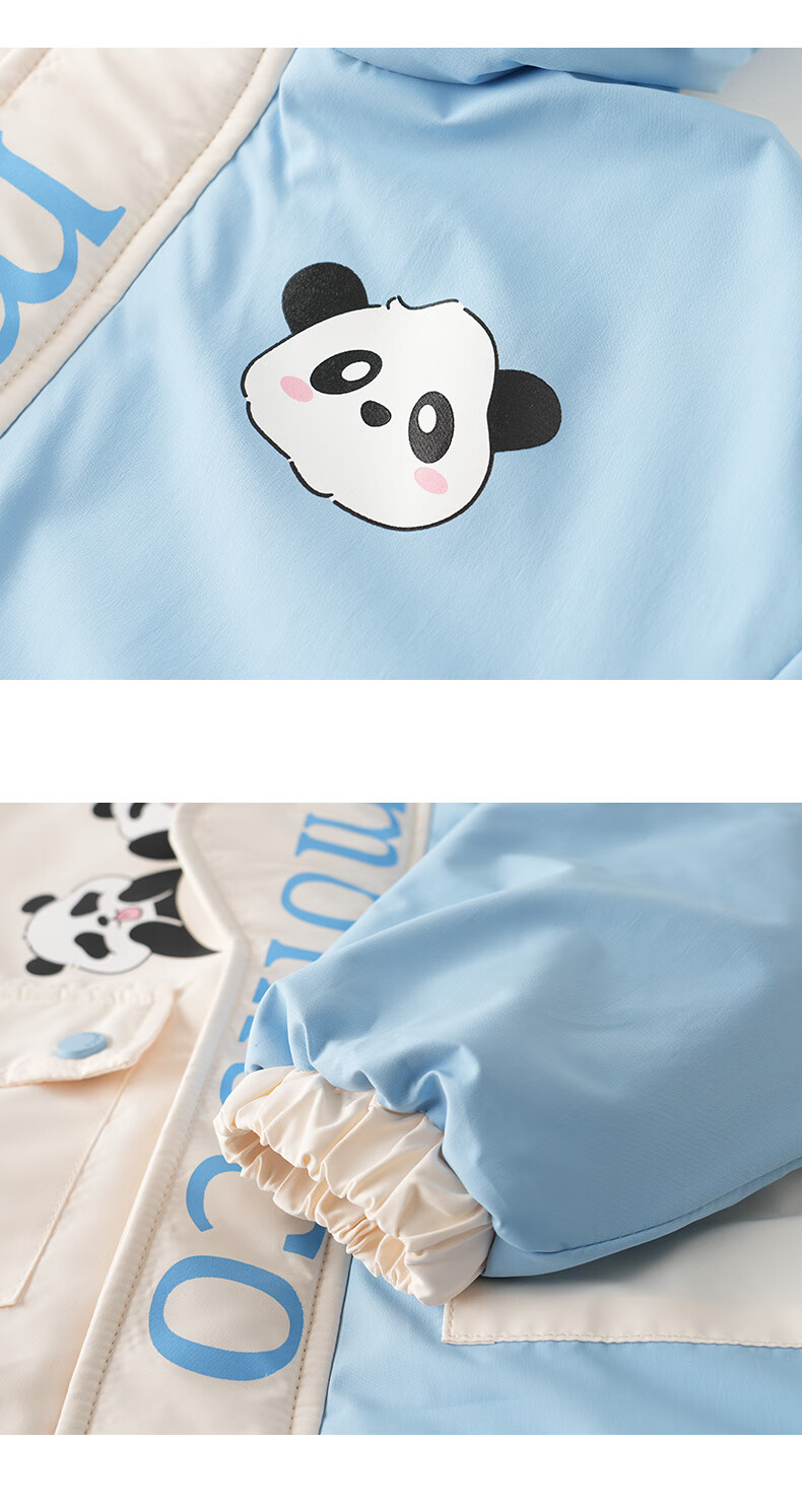 MOMOCO Kids Winter Fleece Thick Hooded Panda Cotton Jacket for Boys Black 150 1