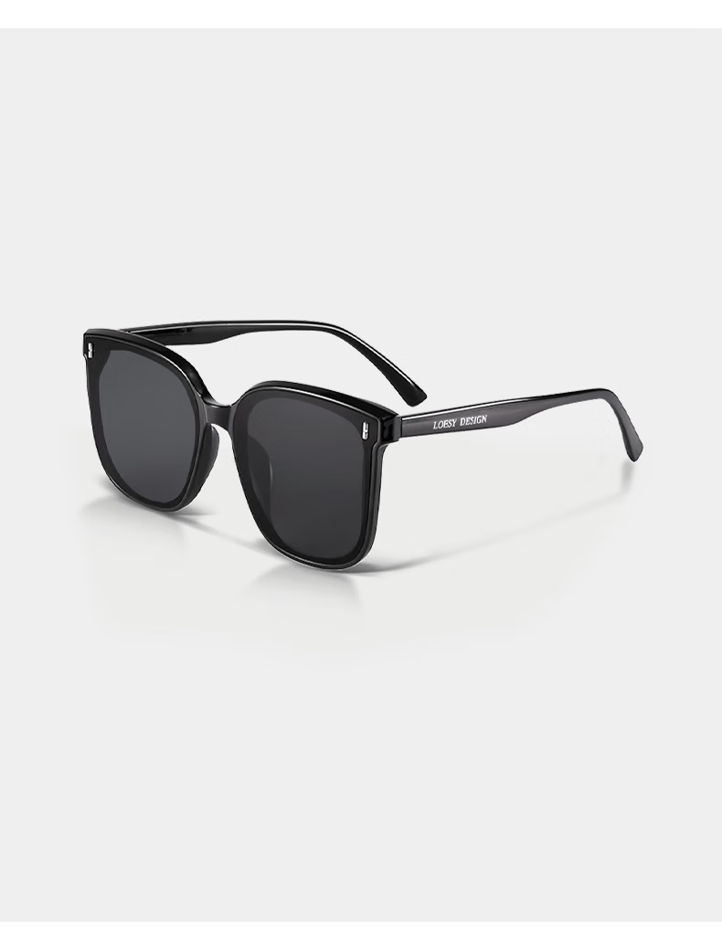LOESY Versatile Slimming Fashion Polarized Sunglasses UV Protection Driving Black Frame Black Gray Nylon Non-Polarized 19