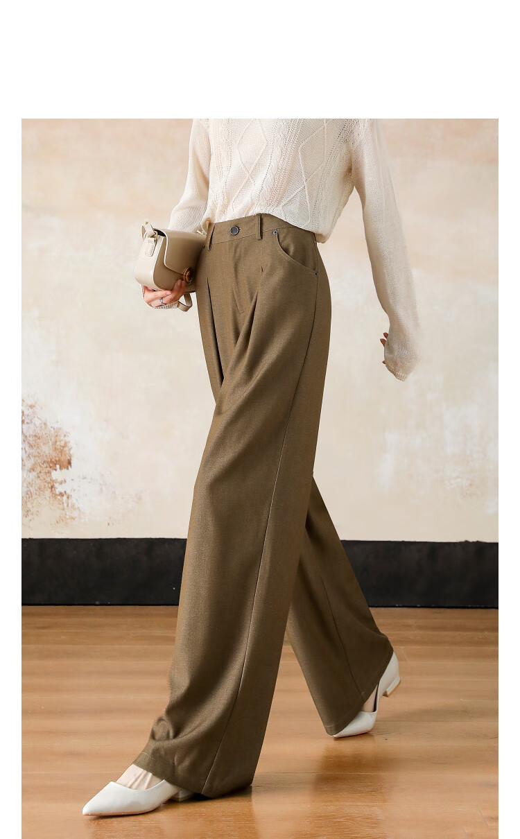 Dme [Smart Commuter] Autumn Intellectual Simple Draped Pleated Straight-Leg Slimming Petite Elegant Women's Casual Pants 4