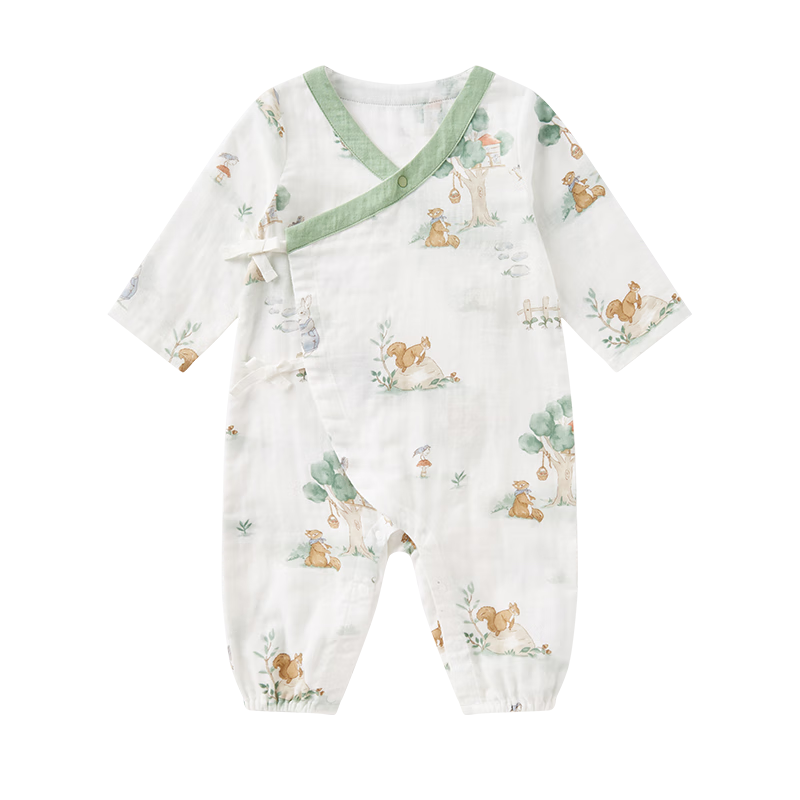 PurCotton Baby Clothes, Pure Cotton Newborn Onesie, Thin Summer Antibacterial Gauze for Infants, Tonghuashu, Size 66