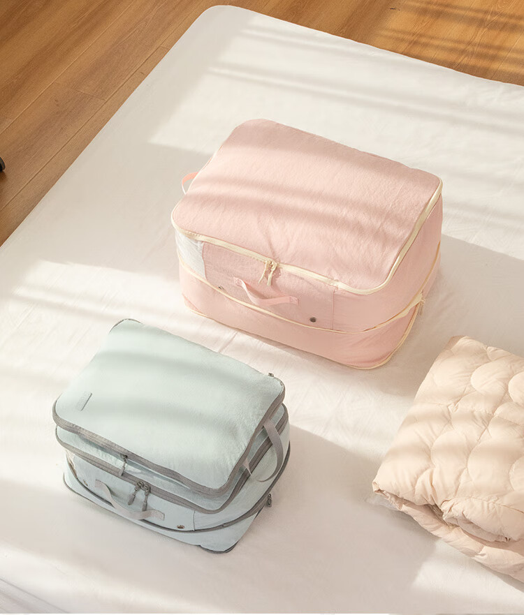 Samfolk Down Jacket Storage Bag XXL Large Visible Compression Seasonal Bedding Winter Clothes Cotton Quilt Organizer Bag Pink 12