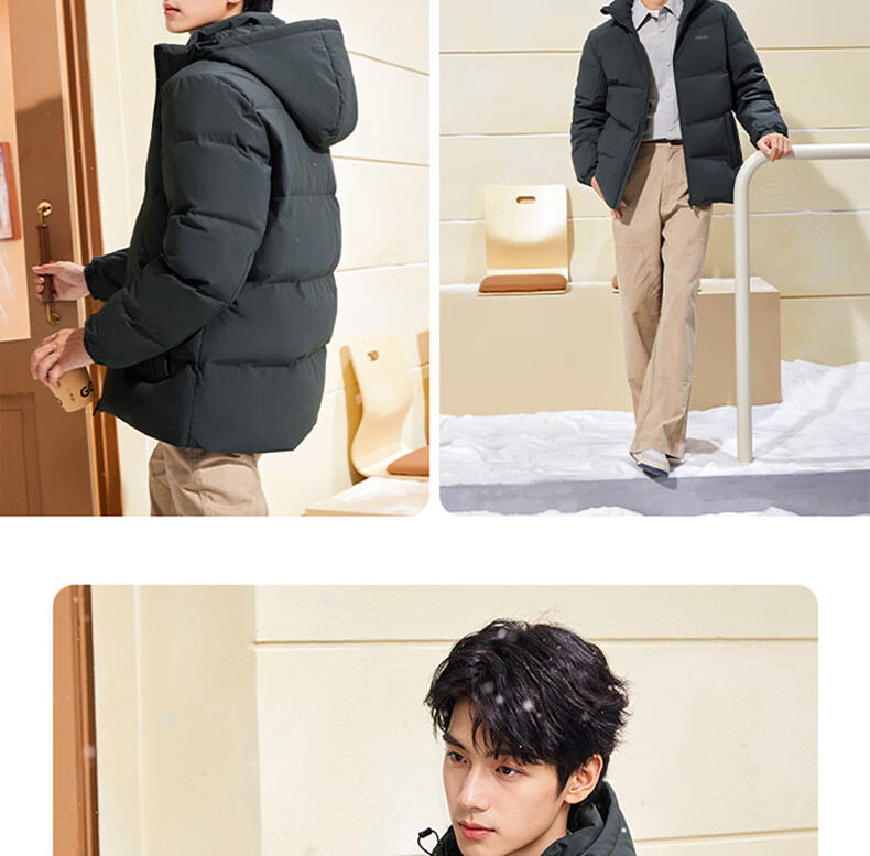 361° Men's Down Jacket Autumn Winter Three-Protection Water-Repellent Short Hooded Warm Sports Casual Coat 652544301D-5 5