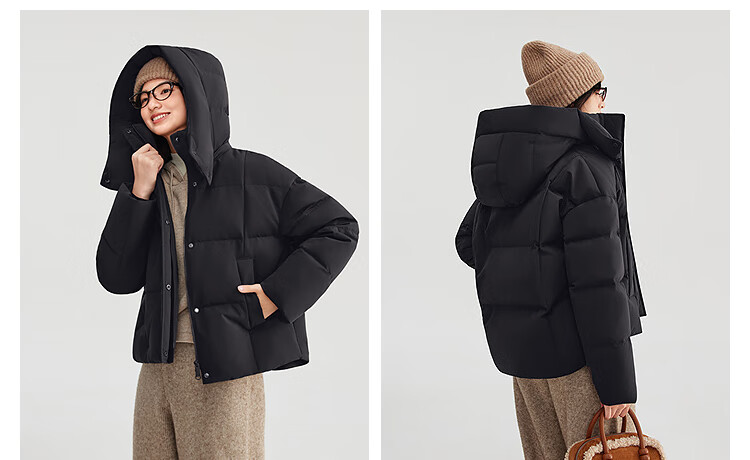 BOSIDENG Women's 25th Anniversary Winter 90% Down Thickened Detachable Hood Loose Short Warm Down Jacket Mall Edition 6