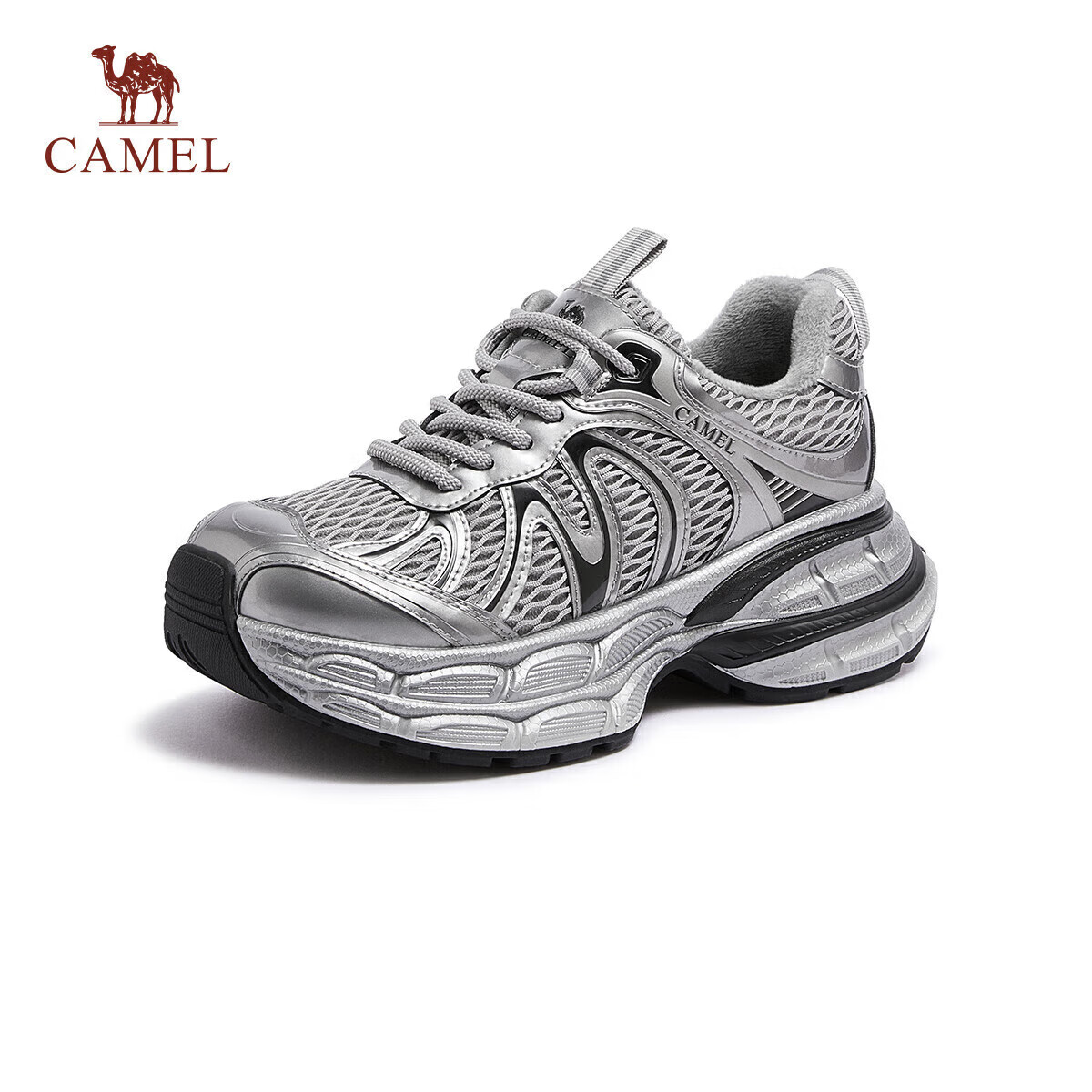 CAMEL Silver Moon 2nd Generation Dad Shoes L25A283148R Gray/Silver/Black (Fleece Lined) Size 35 - Dilireba Edition
