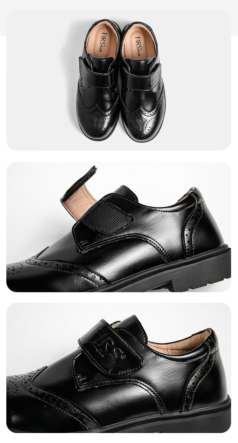 FIRS Boys Soft Sole Leather Shoes Black British Style Performance Dress Shoes for Boys Black Size 32 10