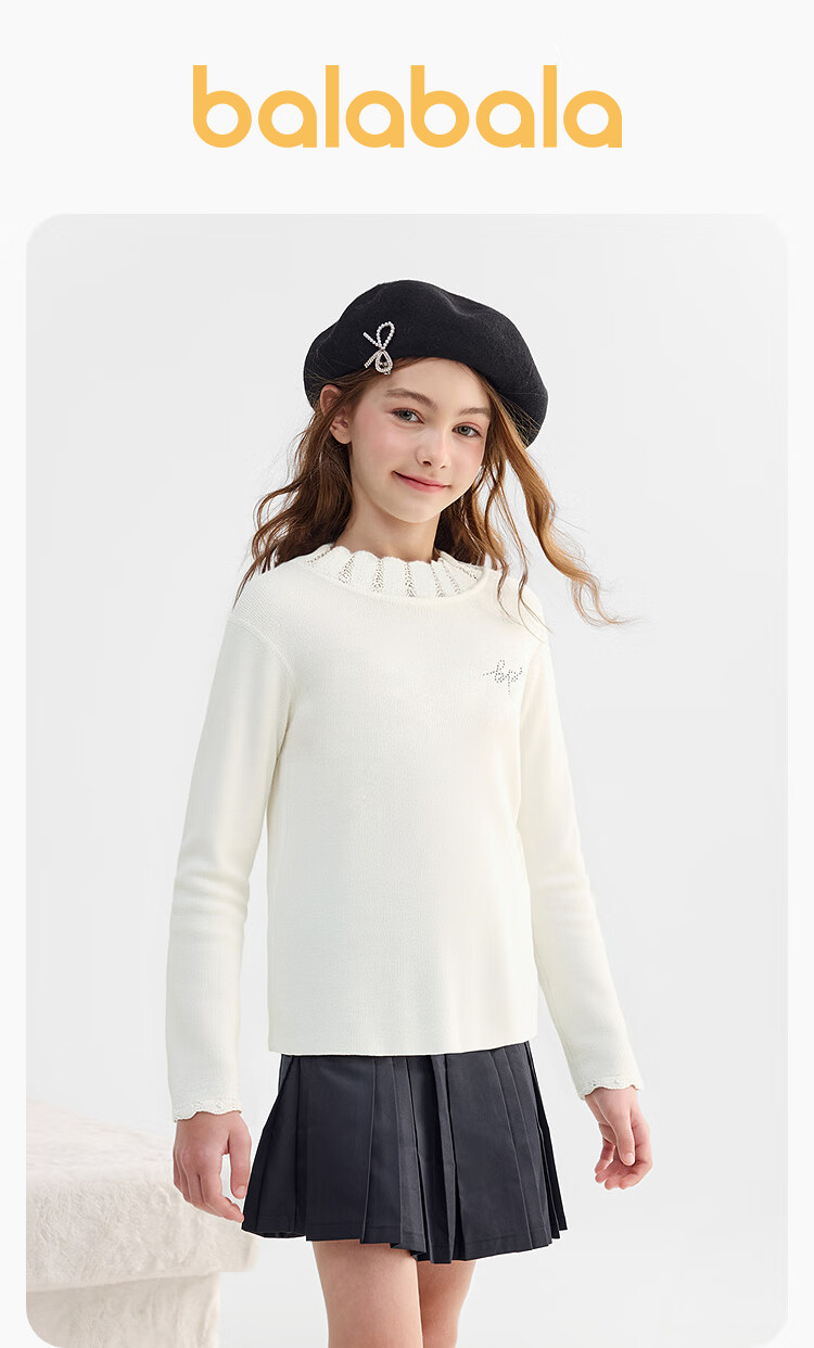 Balabala Girls' Sweater Children's 2025 Winter Knitwear Pullover [Mall Same Style] 202425103020 1