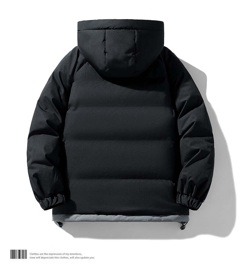 Warrior Men's Cotton Padded Jacket Autumn Winter Hooded Solid Thick Warm Outdoor Cold-Resistant Trendy Puffer Coat 13