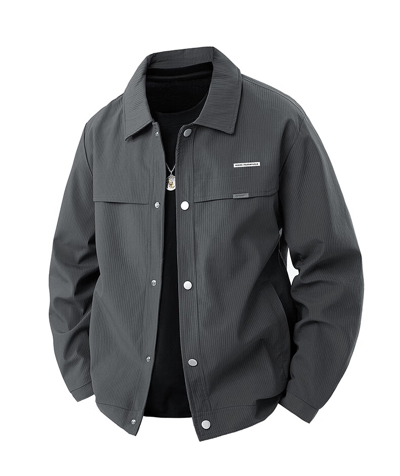 FAIRWHALE Men's Autumn Winter Padded Jacket 2025 Business Trendy Brand Turn-down Collar Autumn Coat 3XL Gray Padded Version 9