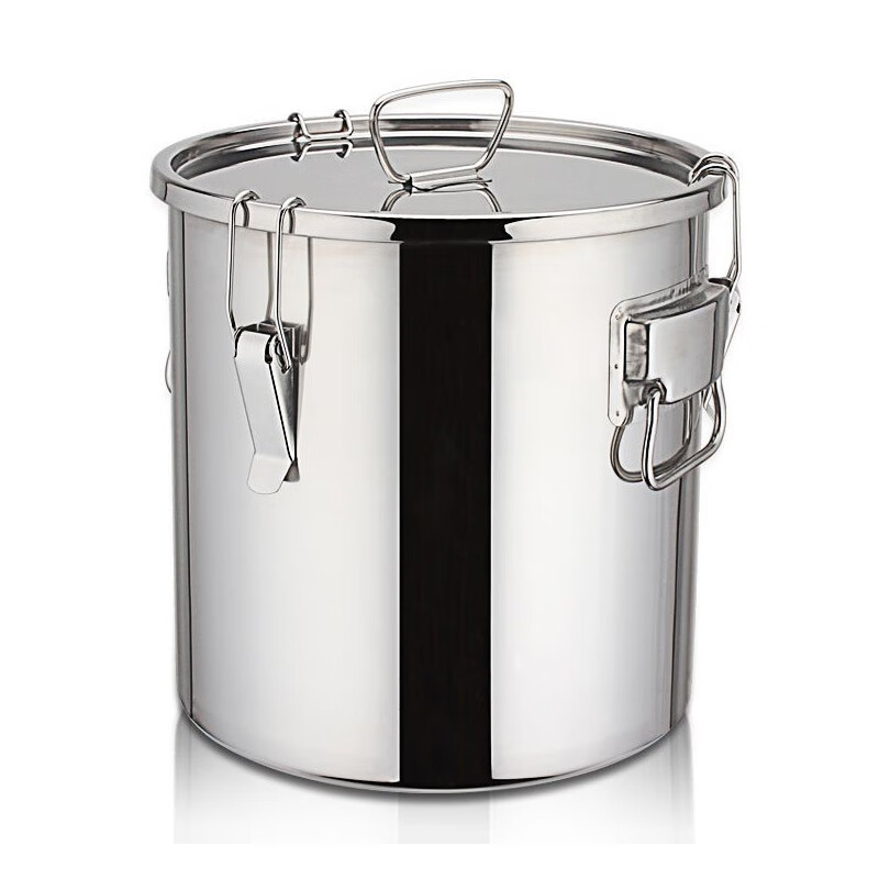 Quanshi 304 Thickened Stainless Steel Sealed Bucket, Soup Bucket, Oil Bucket, Milk Bucket, Rice And Noodle Storage Bucket, Water Bucket, Fermentation Bucket, 25*25cm